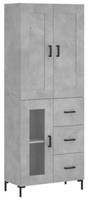 3199941 vidaXL Dulap înalt, gri beton, 69,5x34x180, lemn compozit
