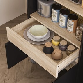 HOMCOM Mobilier pentru cuptor cu microunde, bufet de bucătărie cu dulap sertar raft superior, 60 x 40 x 131 cm stejar și negru | Aosom Romania