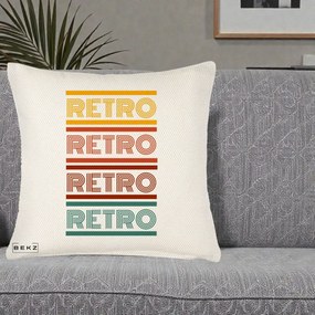 Perna Decorativa RETRO Text Multicolor, 40x40 cm, Crem Reliefat, Husa Detasabila, Perna Inclusa, BEKZ®