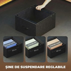 HOMCOM Birou Gaming Reversibil în Formă de L cu LED, Birou Colțar 192,5 cm cu Prize Electrice, Suport Monitor și CPU, 2 Sertare din Material Textil pentru Documente A4/Legal, pentru Acasă sau Birou, Negru | Aosom Romania