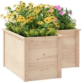 Outsunny Jardinière în formă de L, pat de grădină ridicat, ghiveci de flori cu fund deschis, din lemn 120 x 120 x 62 cm, lemn natural | Aosom Romania