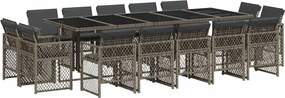 vidaXL Set mobilier de grădină cu perne, 15 piese, gri, poliratan