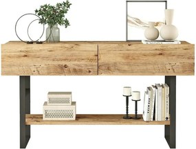 Comoda ML23-A, stejar/negru, PAL melaminat/metal, 139x43x76 cm