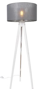 Lampa de podea moderna cu trepied alb cu abajur gri 50 cm - Tripod Classic