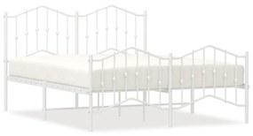 373858 vidaXL Cadru pat metalic cu tăblie de cap/picioare , alb, 150x200 cm