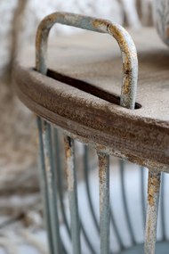 Set 2 măsuțe de cafea din lemn de chiparos și metal, aspect vintage
