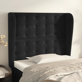 3118434 vidaXL Tăblie de pat cu aripioare, negru, 103x23x118/128 cm, catifea