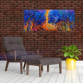 Tablou - Coroane de copac de toamnă, impresionism modern (120x50 cm)