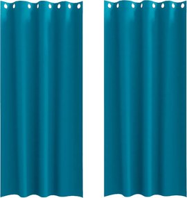 vidaXL Perdele Opaque cu Inel 2 pcs Turcoaz 260 x 140 cm Poliester