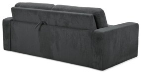 Canapea gri închis extensibilă cu tapițerie din catifea reiată 195 cm Nona – Makamii