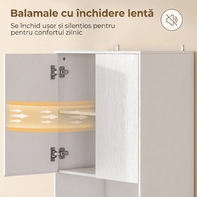 HOMCOM Dulap Cămară de Bucătărie 170cm, cu Raft Reglabil, Alb | Aosom Romania