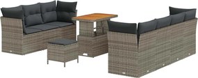 vidaXL Set de canapele pentru grădină cu pernă Manual 10 pcs Gri