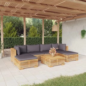 vidaXL Set mobilier grădină cu perne, 7 piese, lemn masiv de tec