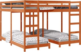 vidaXL Cadru de pat supraetajat triplu Maroniu cerat 200 x 200 cm