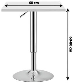 Masa de bar 2HOME Patrata, Alb, picior reglabil 60-80cm