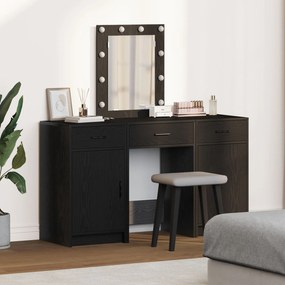 vidaXL Set masă toaletă cu LED 3 piese, negru, lemn prelucrat