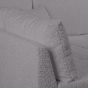 Colțar gri închis cu tapițerie din stofă bouclé (cu colț pe partea stângă ) Ariella – Ropez