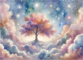 Tablou pe sticlă – Arborele vieții printre nori (70x50 cm)