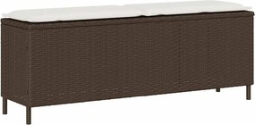 vidaXL Bancă de grădină cu pernă, maro,110x30x40,5 cm, poliratan