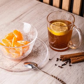 Set de 6 căni de sticlă Altom Snowflakes 300 ml