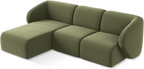 Colțar verde cu tapițerie din catifea (cu colț pe partea stângă/cu șezlong) Lani – Makamii