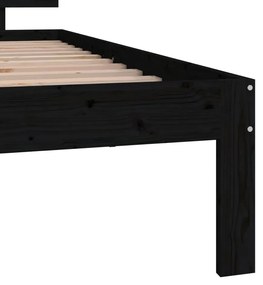 Cadru de pat mic Single 2FT6,negru, 75x190 cm, lemn masiv Negru, 75 x 190 cm