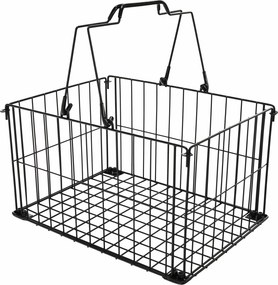 Etajeră cu 5 rânduri cu 2 coşuri, negru/natural, RATTO