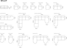 Coltar stanga 4 locuri, Miley, Micadoni Home, BL, 259x155x74 cm, catifea, galben