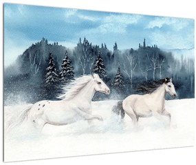 Tablou cu caii pictați (90x60 cm)
