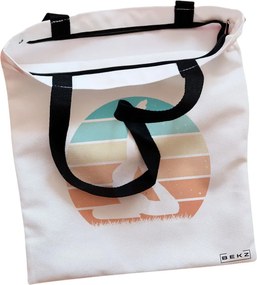 Sacosa de Panza pentru Cumparaturi, Geanta Tote, Yoga 8, Cu fermoar, 38x34.5 cm, Alba, BEKZ®