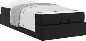 vidaXL Cadru de pat cu saltea cu saltea 2 pcs Negru PVC