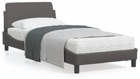 373101 vidaXL Cadru de pat cu tăblie, gri, 90x190 cm, piele ecologică