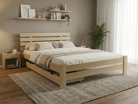 Pat inaltat PARIS 140x200 cm, pin Saltele: Cu saltele Sommera 18 cm, Somiera pat: Cu lamele drepte