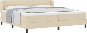vidaXL Pat cu arcuri cu saltea cu headboard Crem 200 x 200 cm țesătură