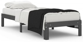 810327 vidaXL Cadru de pat mic single, gri, 75x190 cm, lemn masiv