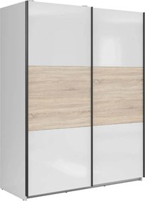 Dulap TETRIX, alb lucios/stejar sonoma, PAL, cu 2 usi, 154x60x196 cm
