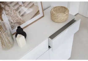 Comoda Fuji Cu 2 Usi Si 2 Sertare, Alb Si Natur, 100 Cm