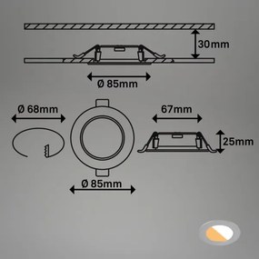 SET 3x corp de iluminat LED încastrat pentru baie Brilo LED/4W/230V IP44 argintiu