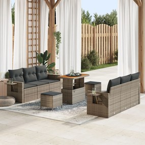 vidaXL Set de canapele pentru grădină 9 pcs Gri poliratan