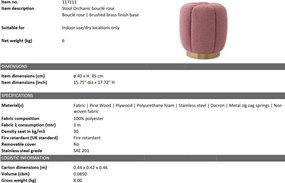 Taburete elegant design LUX Orchanic, Bouclé rose
