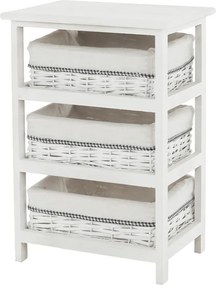 Comodă, 3 coşuri, alb antichizat, RUBY 3