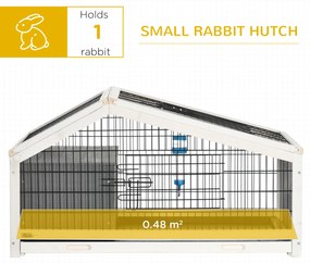 Pawhut Căsuță pentru Iepuri cu Sticlă de Apă, Cușcă cu 2 Uși pentru Porcușori de Guineea, 90x53x50 cm, Gri Închis | Aosom Romania