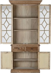 Bufet vitrină rustic din lemn de ulm reciclat, natur, cu 2 uși vitrate, 2 uși închise, 2 sertare și 3 rafturi, 220 x 100 x 45 cm, „Elmwood”