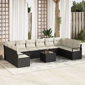vidaXL Set de canapele pentru grădină 11 pcs Negru Rattan poli