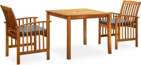 vidaXL Set mobilier de grădină cu perne, 3 piese, lemn masiv salcâm