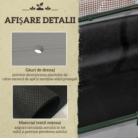 Outsunny Pat de Grădină Înălțat cu Acoperiș din PE, Jardinieră din Lemn pentru Exterior cu 4 Orificii de Drenaj, pentru Flori și Legume, pentru Grădină, Balcon, 121x55x117 cm, Gri Închis | Aosom Romania