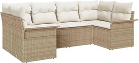 vidaXL Set de canapele pentru grădină cu pernă 6 pcs Bej Rattan poli