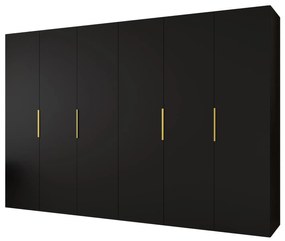 Dulap de haine 300 cm Mirabella 1 (Negru + Auriu). 1126387