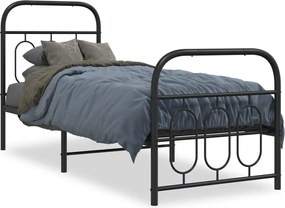 vidaXL Cadru pat metalic cu tăblii de cap/picioare, negru, 75x190 cm
