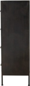 Comodă cu multe sertare, industrială, din metal și lemn, negru, cu 12 sertare, mânere scoică și picioare metalice, 92 x 60,5 x 33,5 cm, „Matteo”